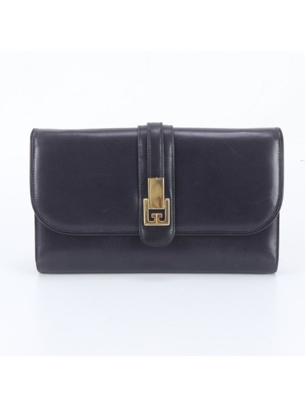 Gucci Vintage Leather Clutch Hand Second Pouch Tote Black